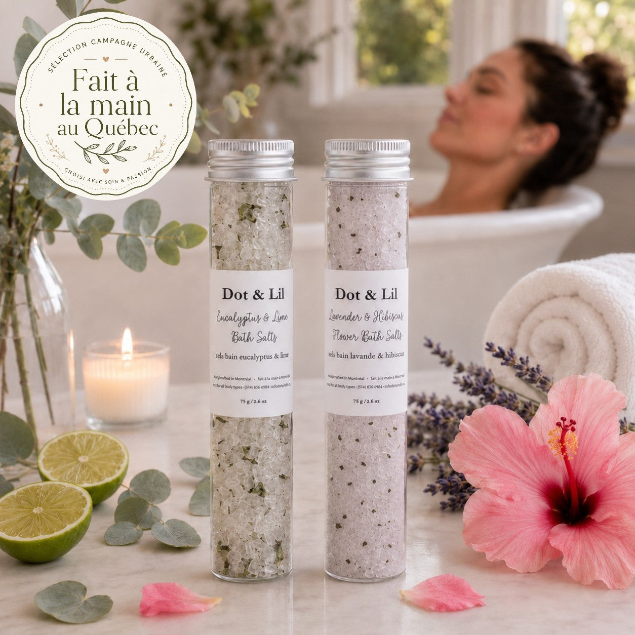 Sels de bain floraux aux huiles essentielles — Rituel SPA — environ 3 bains par fiole