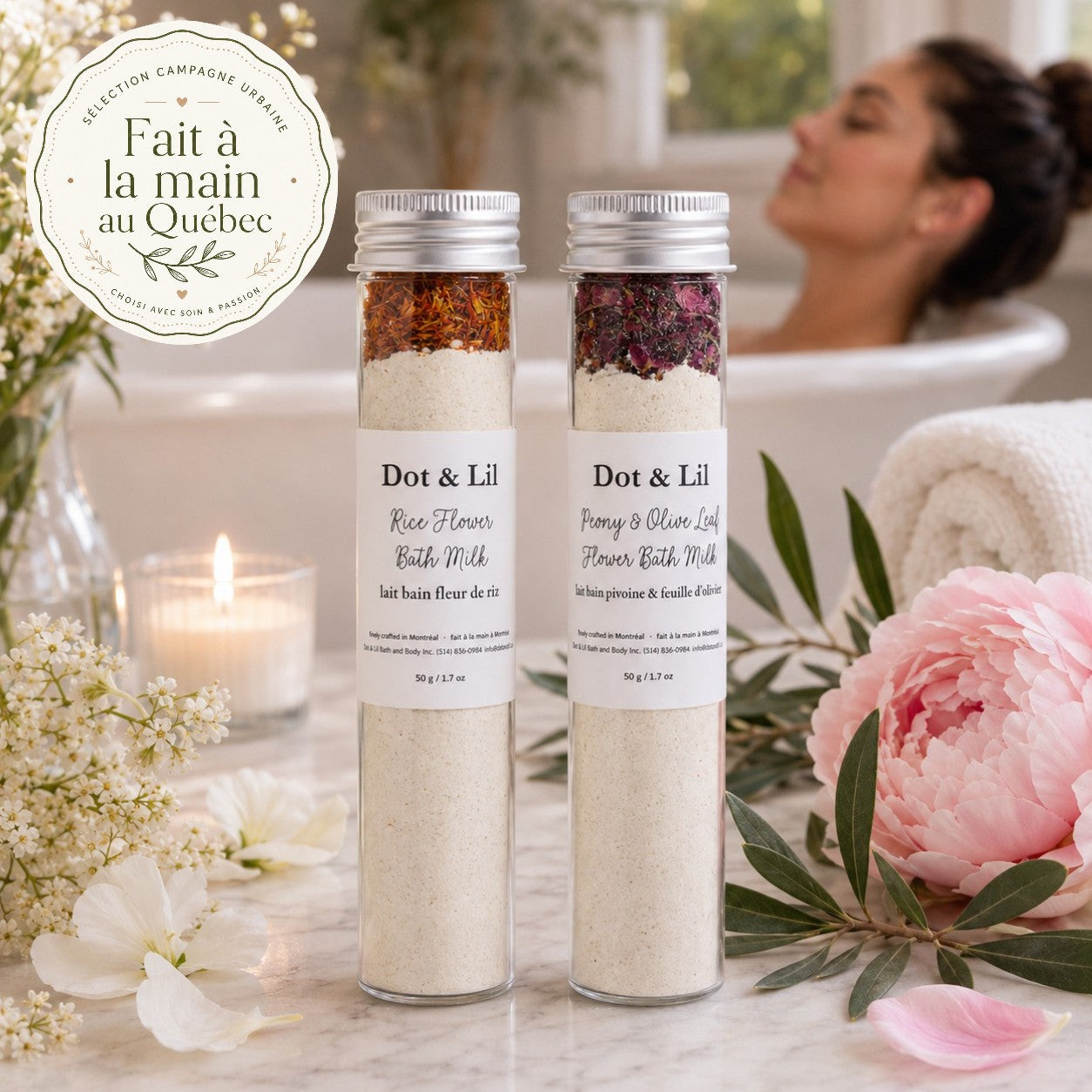 Laits de bain floraux — Dot & Lil — 2 bains par fiole