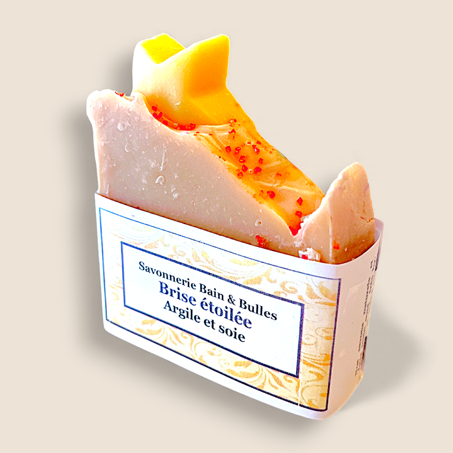 Savon en barre Brise étoilée – Argile et soie – Savonnerie Bain & Bulles