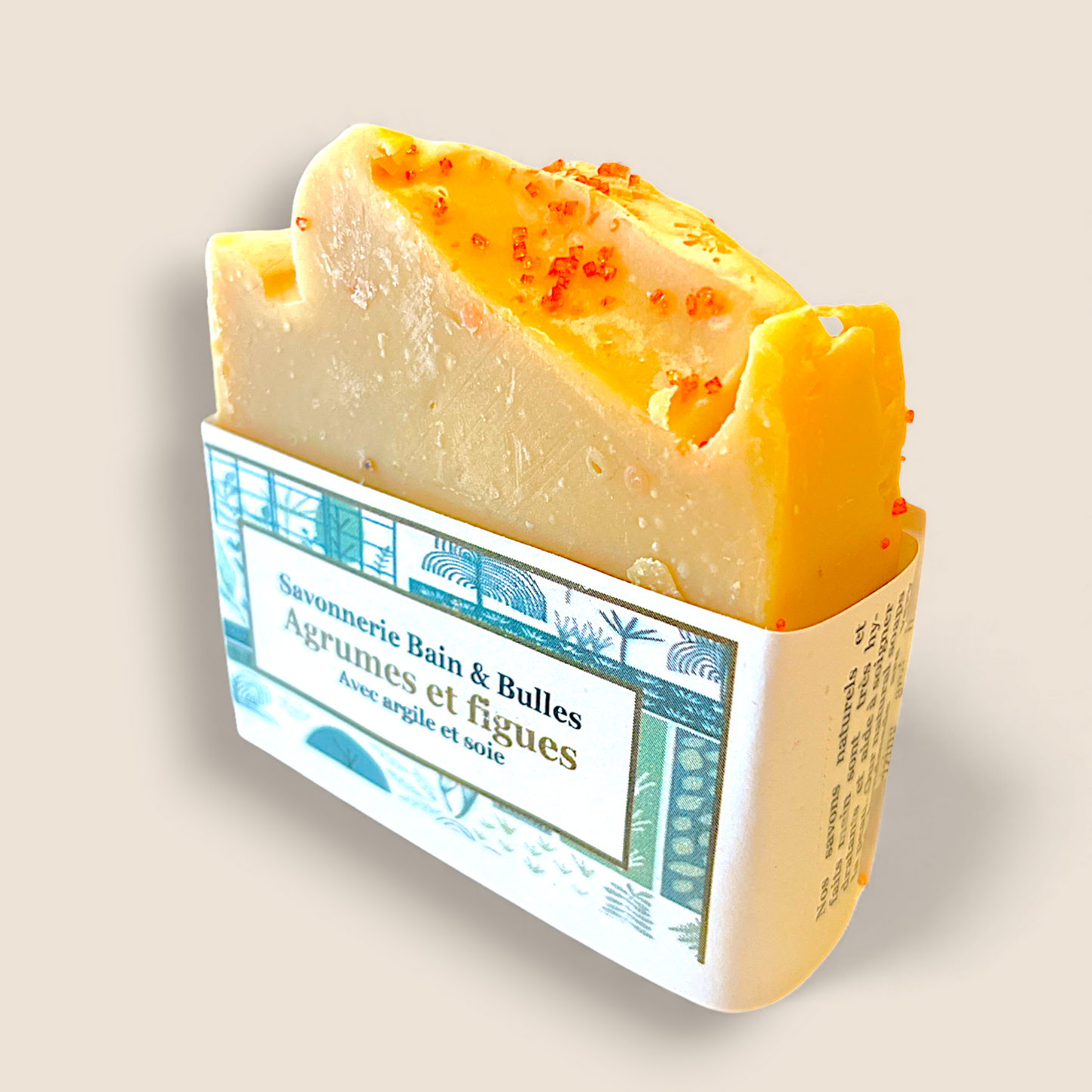 Savon en barre artisanal – Agrumes et figues – Savonnerie Bain & Bulles