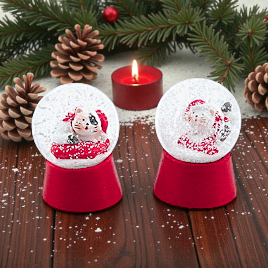 Boule à neige chat de Noël