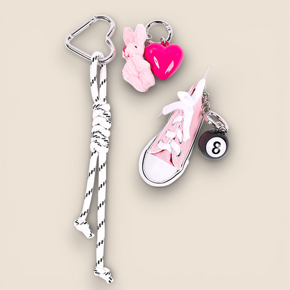 Porte-clés charms multi-styles – Rose clair