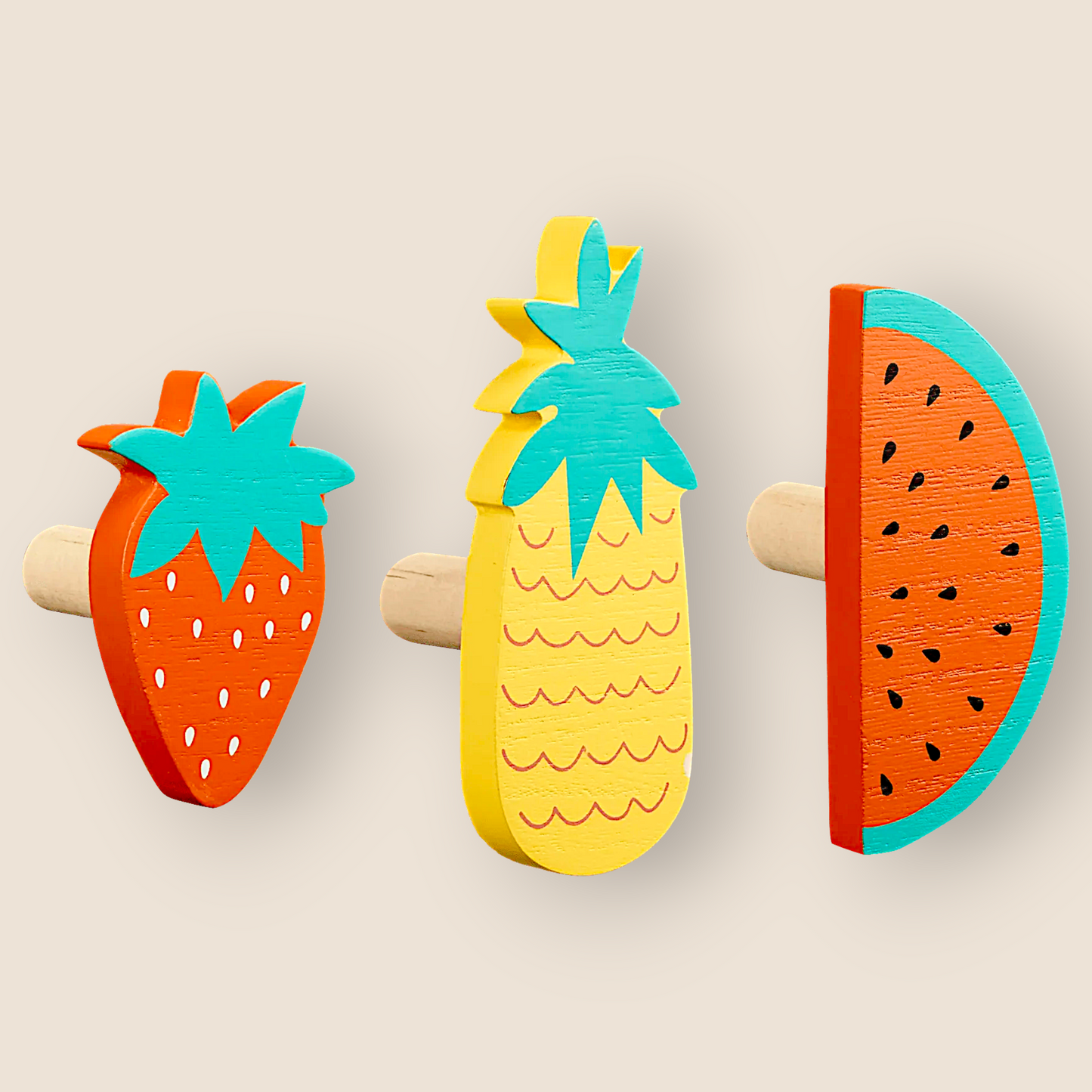 Ensemble de 3 crochets muraux – Fruits colorés