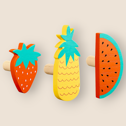 Ensemble de 3 crochets muraux – Fruits colorés