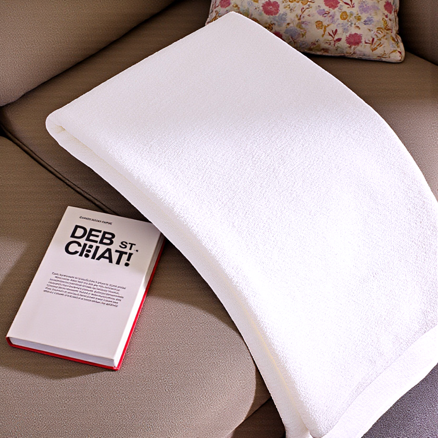 Jeté doux en tricot chenille – Blanc (130 x 150 cm)