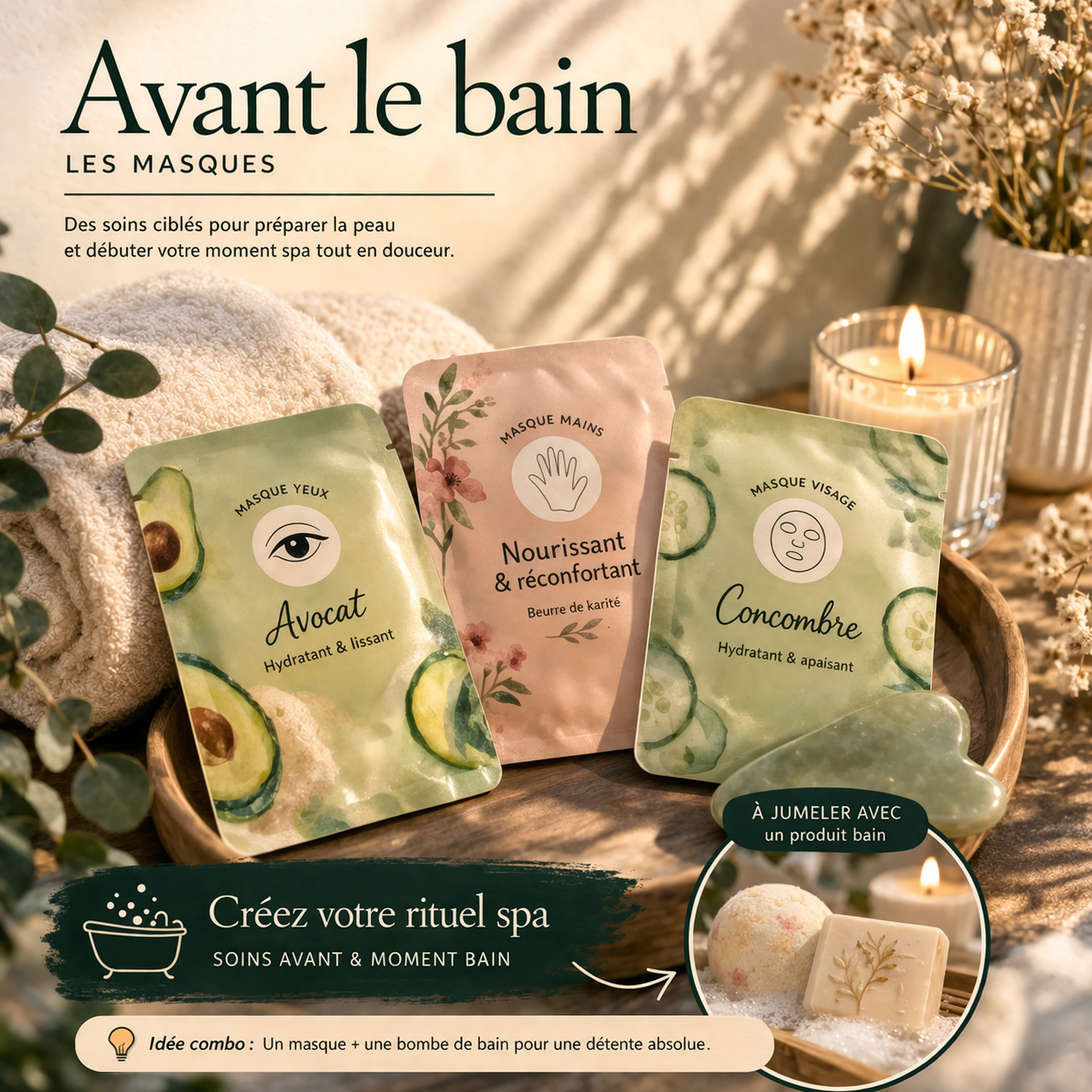 Section - Soins de début de rituel - Préparez la peau, apaisez l’esprit et entrez doucement dans votre moment spa.