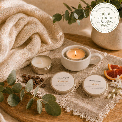 Ensemble porte bougie en céramique avec ses 2 mini bougies parfumées