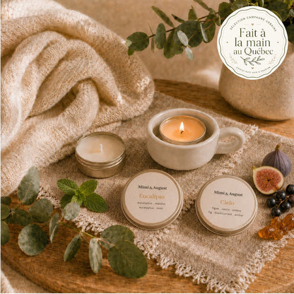 Ensemble porte bougie en céramique avec ses 2 mini bougies parfumées
