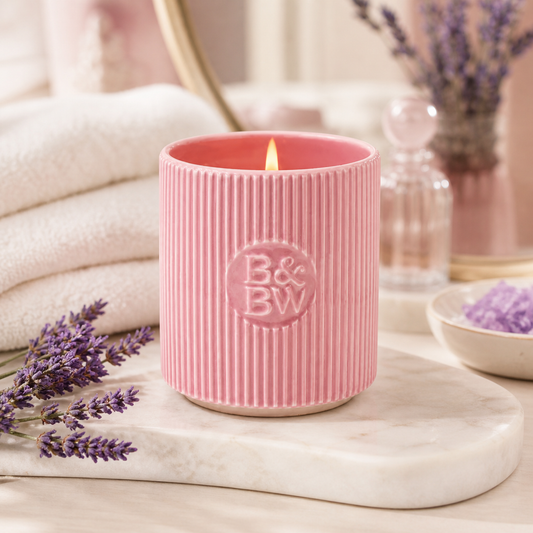 Bougie 1 mèche en céramique rose Lavender & Hinoki – Bath & Body Works