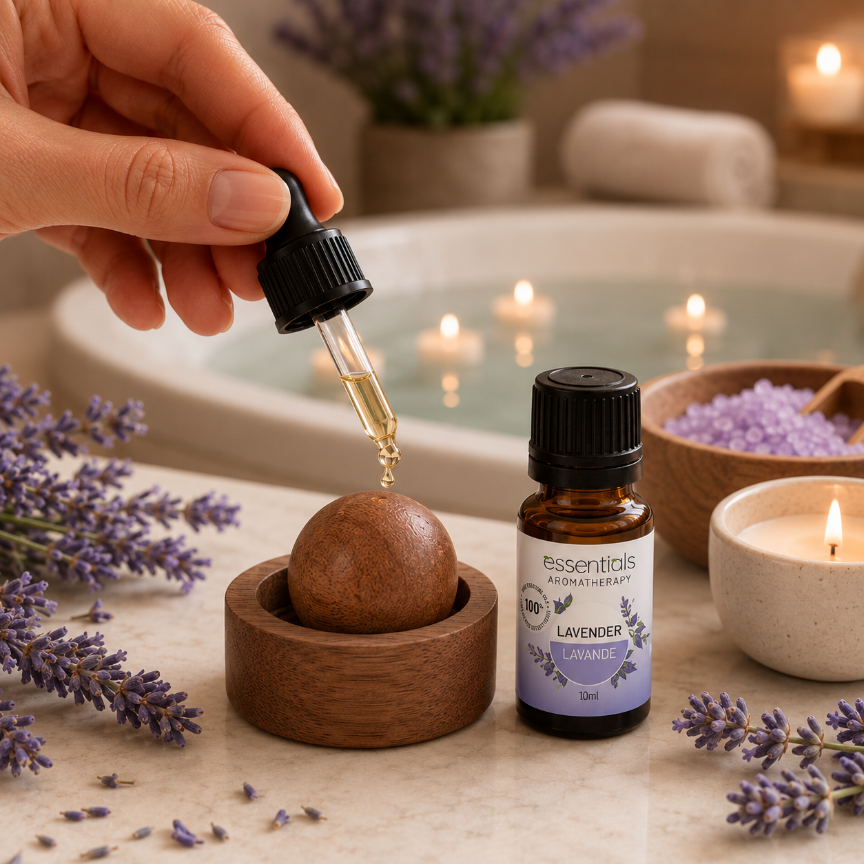 Huile essentielle & diffuseur en bois de noyer — Essentials Aromatherapy