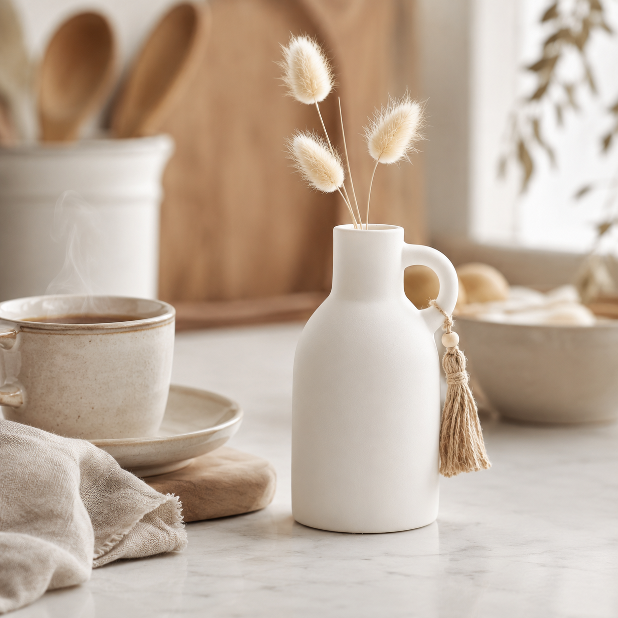 Petit vase décoratif en céramique blanche