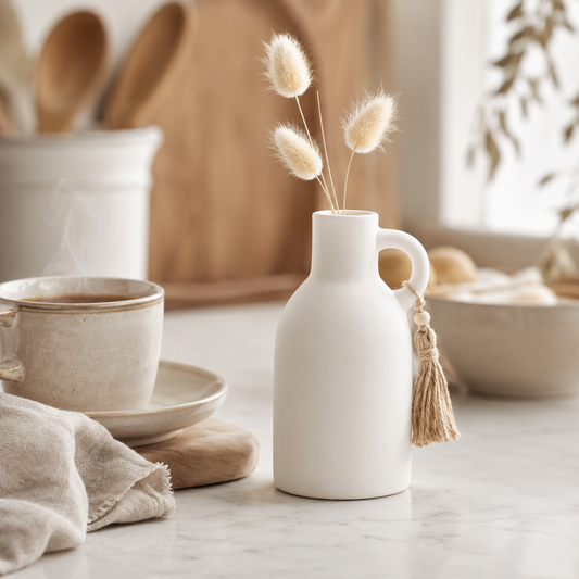 Petit vase décoratif en céramique blanche