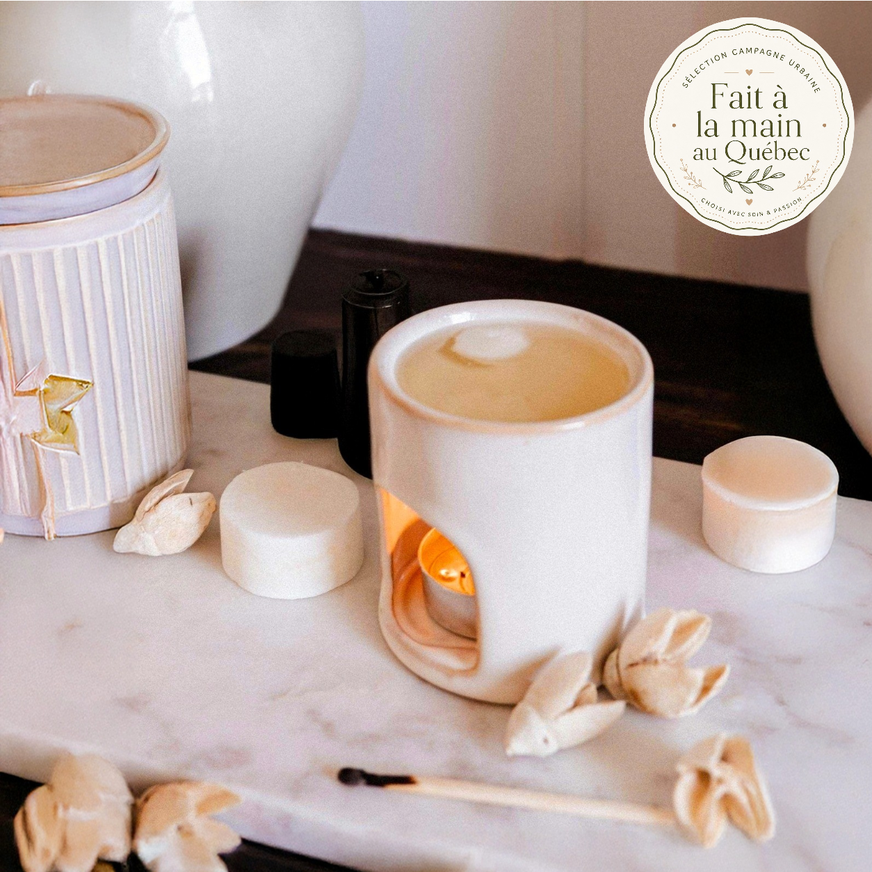 Ensemble diffuseur Cielo — Céramique, cire parfumée & lampion
