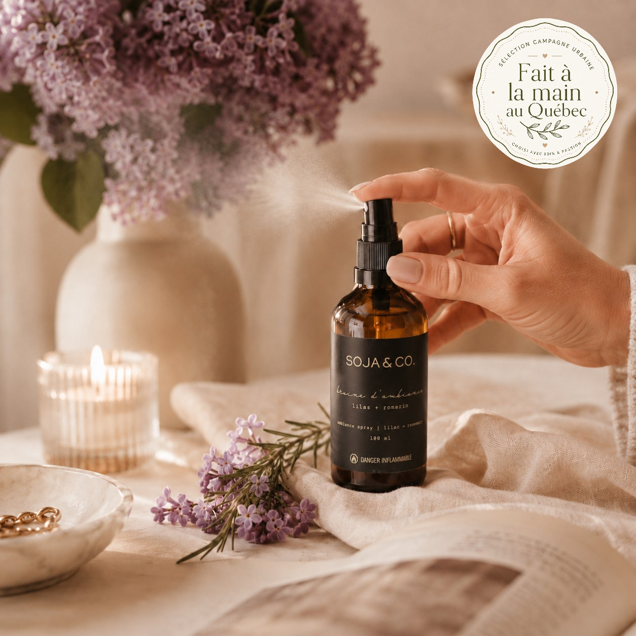 Bruine d'ambiance fraîche et apaisante - Lilas & Romarin