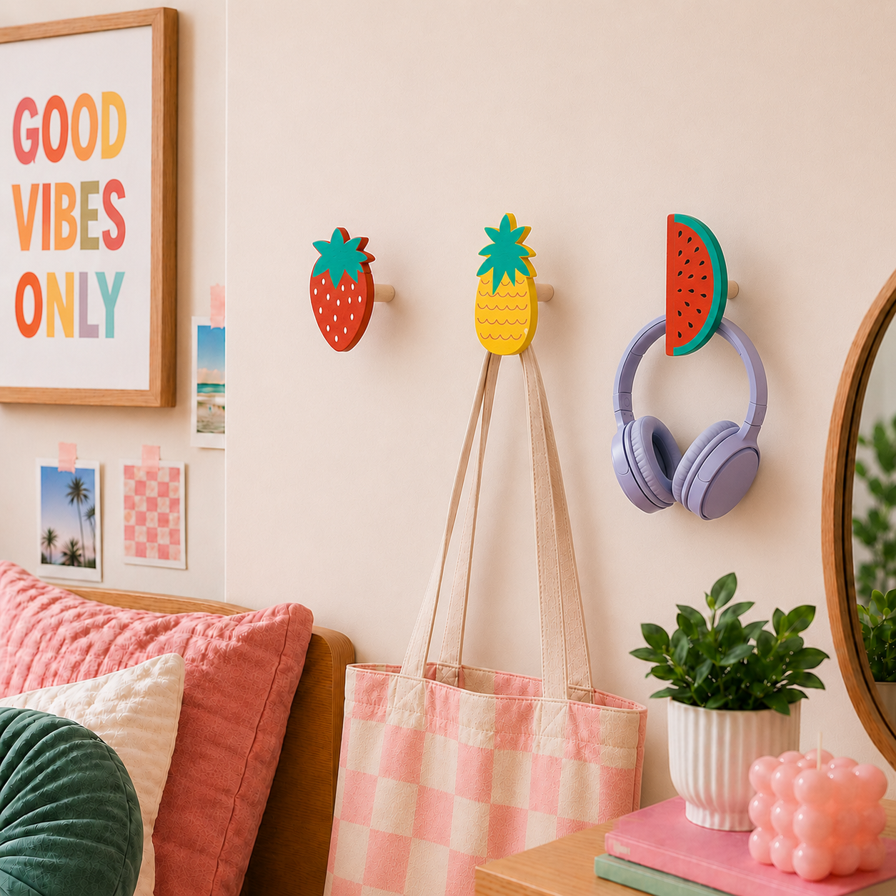 Ensemble de 3 crochets muraux – Fruits colorés