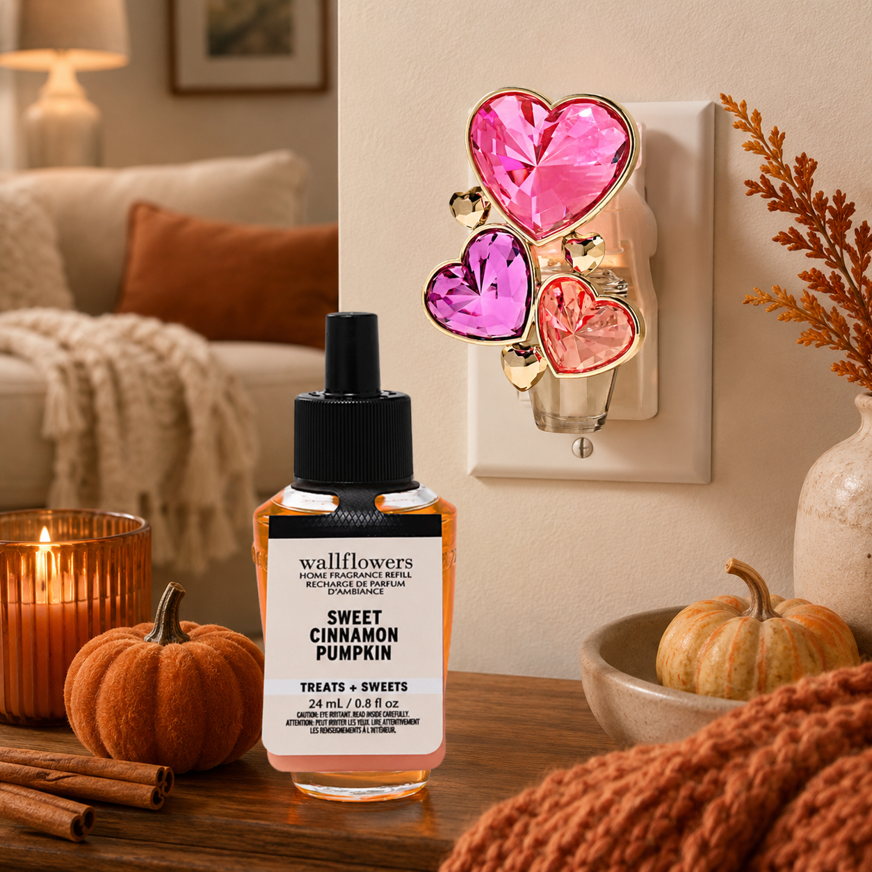 Veilleuse diffuseur Cœurs et fragrance Sweet Cinnamon Pumpkin – Bath & Body Works