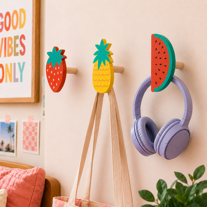 Ensemble de 3 crochets muraux – Fruits colorés