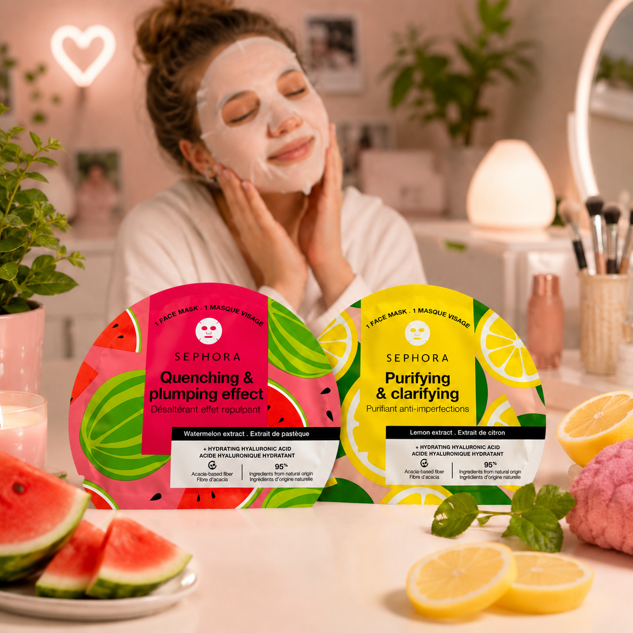 Duo Fraîcheur Fruité – Masques visage Citron & Pastèque - Sephora collection