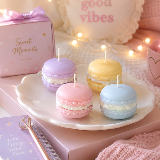 Bougies en forme de macaron – ensemble de 4