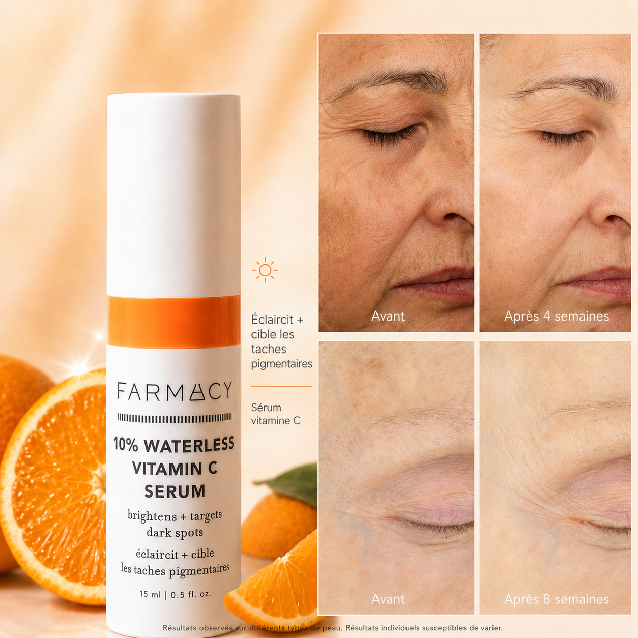 Sérum Vitamine C 10 % - éclaircit et cible les taches pigmentaires – Farmacy (5ml)