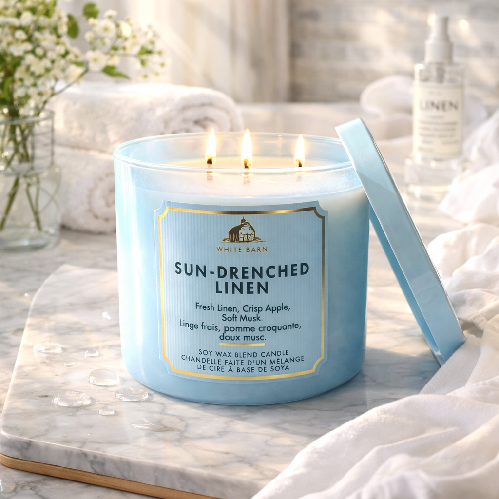 Bougie à 3 mèches - Sun-Drenched Linen - Bath & Body Works