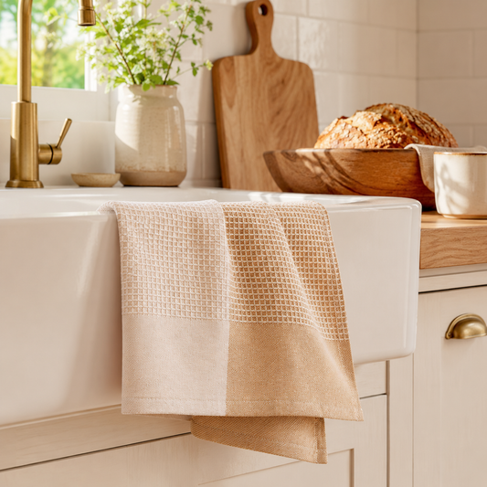 Serviette de cuisine texturée – Tons naturels