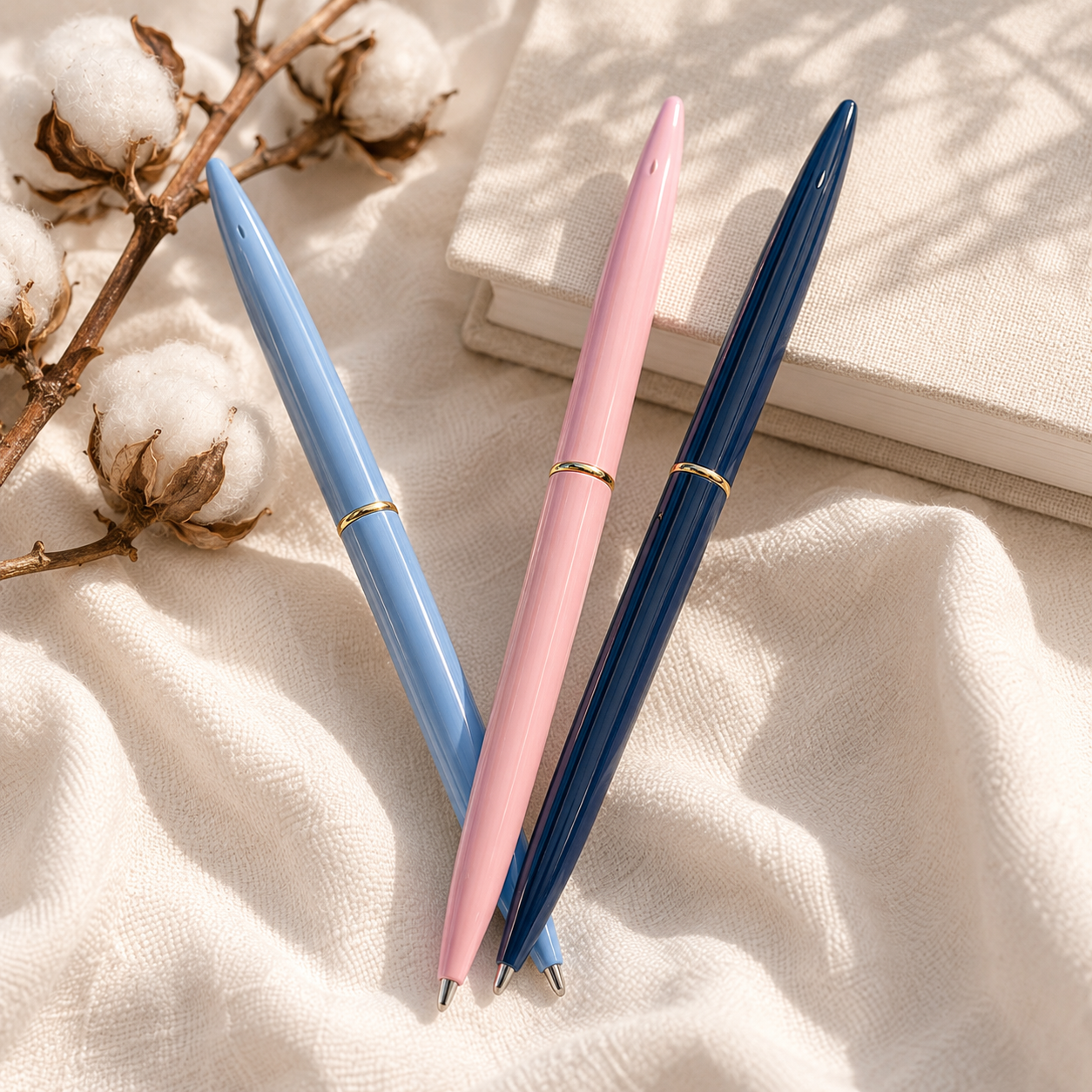 Stylo fin encre noir – Ligne dorée raffinée - choix de 3 teintes