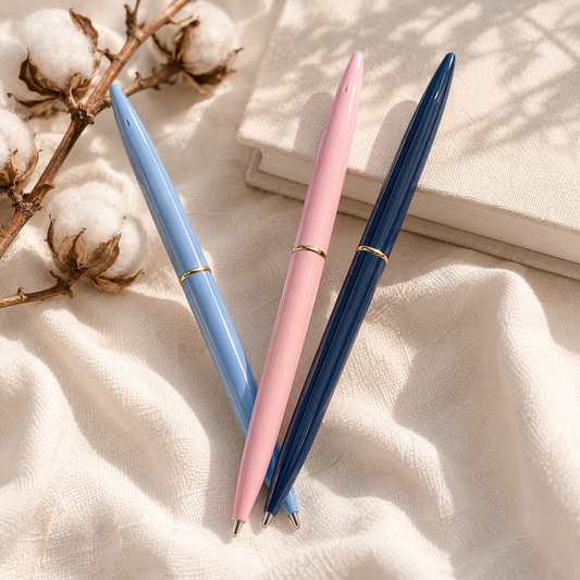 Stylo fin encre noir – Ligne dorée raffinée - choix de 3 teintes