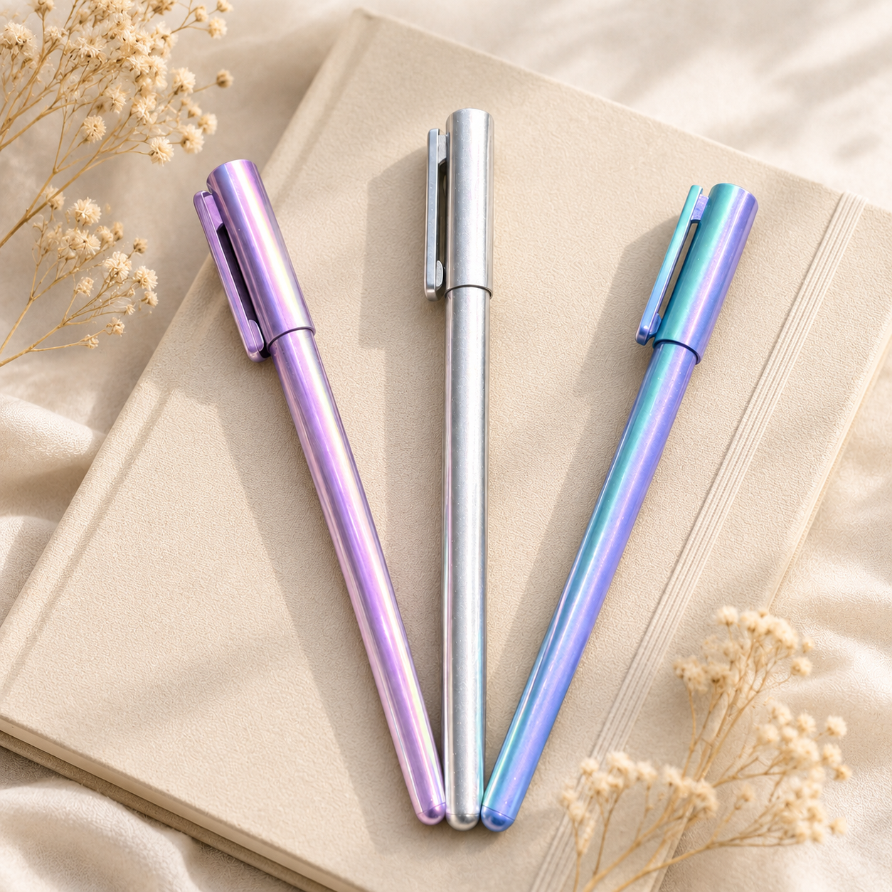 Stylo gel métallique – Encre noire & éclat subtil - choix de 3 teintes