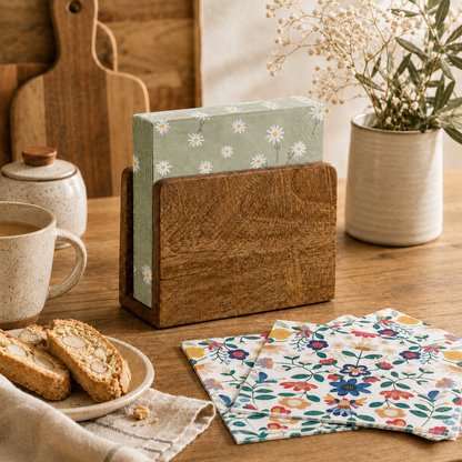 Ensemble porte-serviettes en bois avec serviettes décoratives