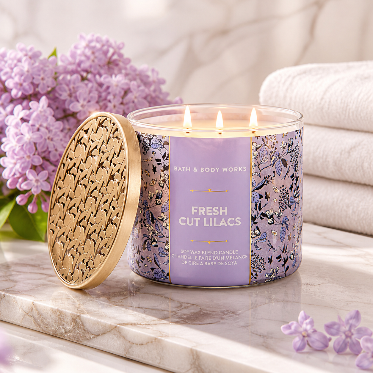 Bougie 3 mèches – Fresh Cut Lilacs – Bath & Body Works