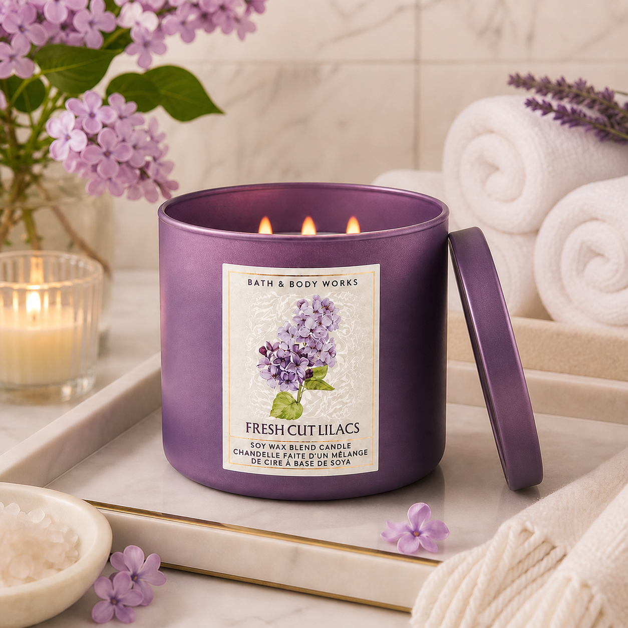 Bougie 3 mèches – Fresh Cut Lilacs – Bath & Body Works