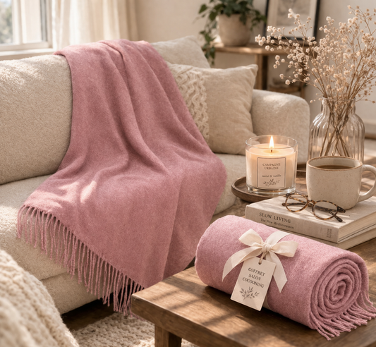 Jetée en faux cachemire avec franges – 50" x 60" (Rose)