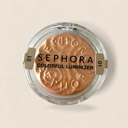 Trio teint lumineux Sephora Collection – fard Gold-01, éponge maquillage & lingettes aloe vera