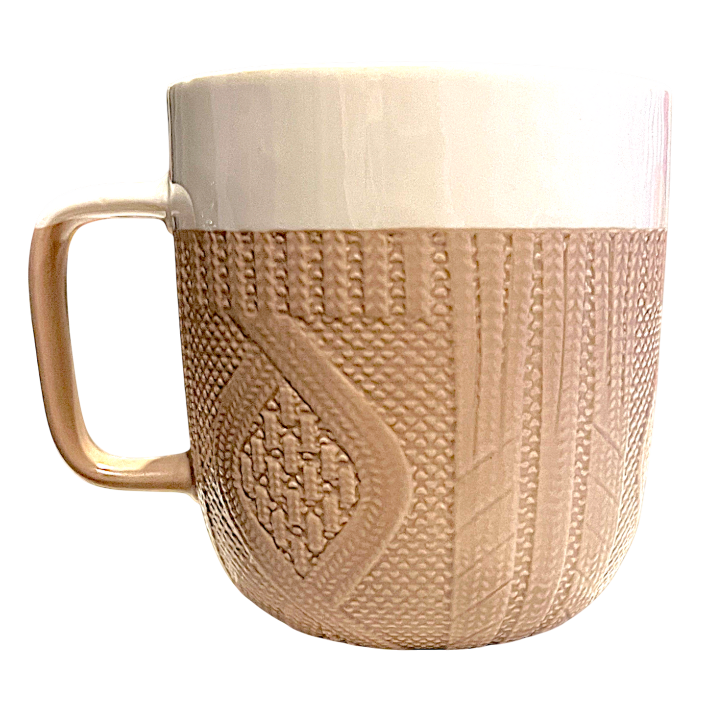 Tasse texturée beige effet tricot