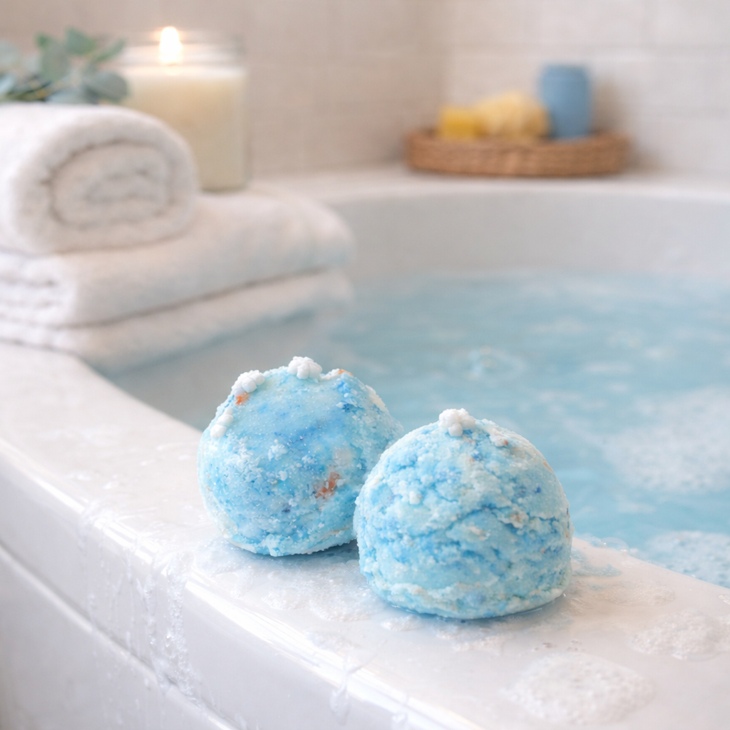 Bombettes de bain hydratantes – Framboise bleue - Savonnerie Bain & Bulles
