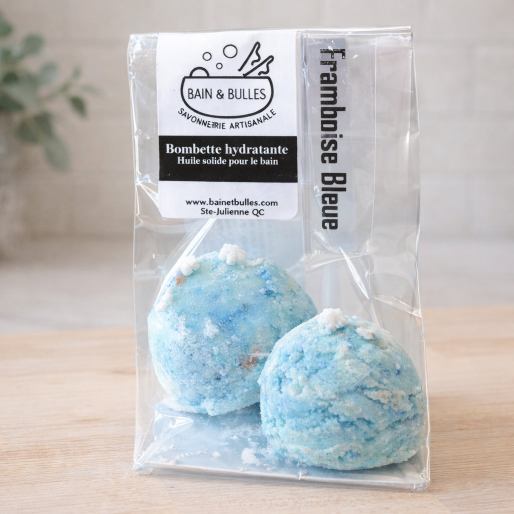 Bombettes de bain hydratantes – Framboise bleue - Savonnerie Bain & Bulles