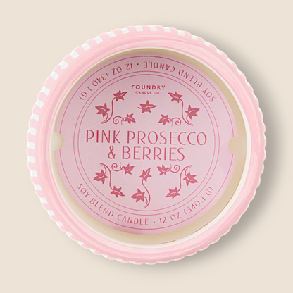 Bougie dans un jolie pot de céramique – Baies et prosecco rosé, 12 oz